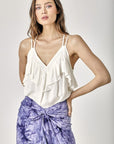 TRIM DETAIL WITH RUFFLE CAMI TOP- Various Colors- Listicle