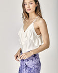 TRIM DETAIL WITH RUFFLE CAMI TOP- Various Colors- Listicle