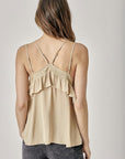 TRIM DETAIL WITH RUFFLE CAMI TOP- Various Colors- Listicle