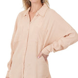 Cotton Gauze, Raw Edge Button Up Shirt- Various Colors