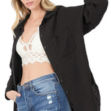 Cotton Gauze, Raw Edge Button Up Shirt- Various Colors