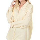 Cotton Gauze, Raw Edge Button Up Shirt- Various Colors