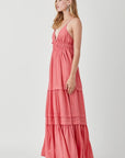 SHIRRED RUFFLE FOLDED DETAIL MAXI DRESS, Various Colors- Mustard Seed