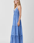 SHIRRED RUFFLE FOLDED DETAIL MAXI DRESS, Various Colors- Mustard Seed