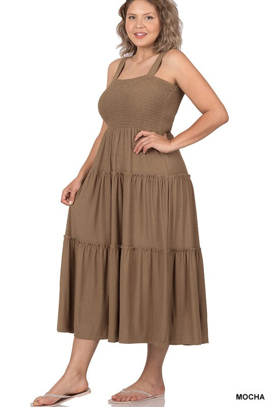 Tiered Midi Dress- Various Colors- Plus Sizes