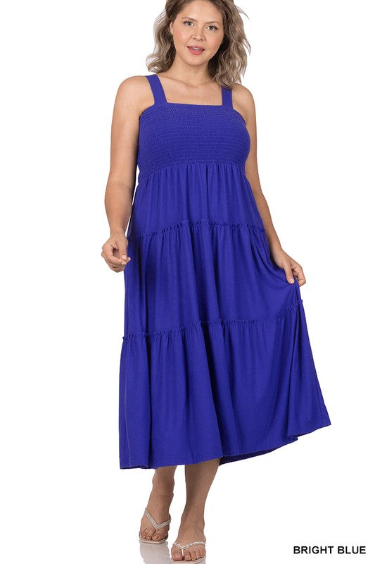 Tiered Midi Dress- Various Colors- Plus Sizes