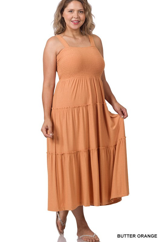 Tiered Midi Dress- Various Colors- Plus Sizes