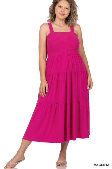 Tiered Midi Dress- Various Colors- Plus Sizes