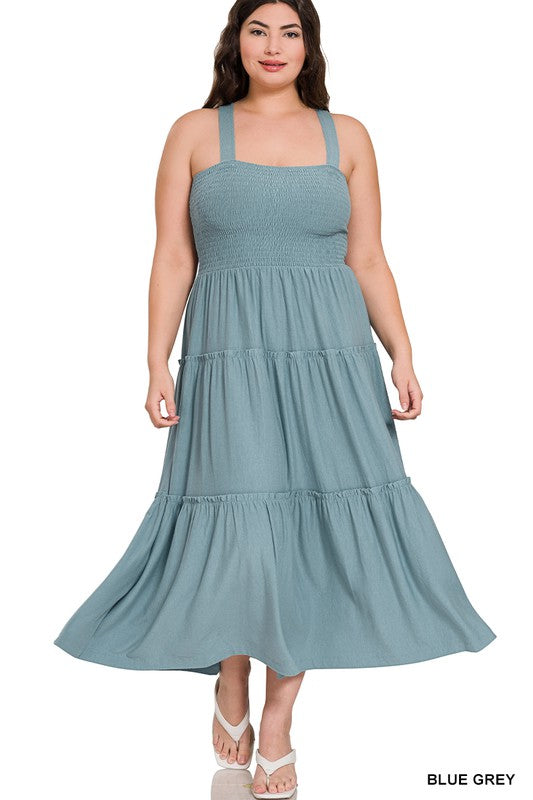 Tiered Midi Dress- Various Colors- Plus Sizes