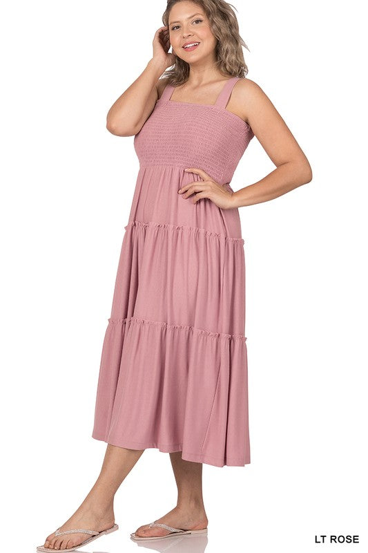 Tiered Midi Dress- Various Colors- Plus Sizes