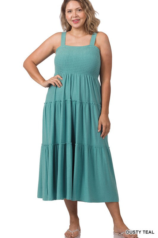 Tiered Midi Dress- Various Colors- Plus Sizes