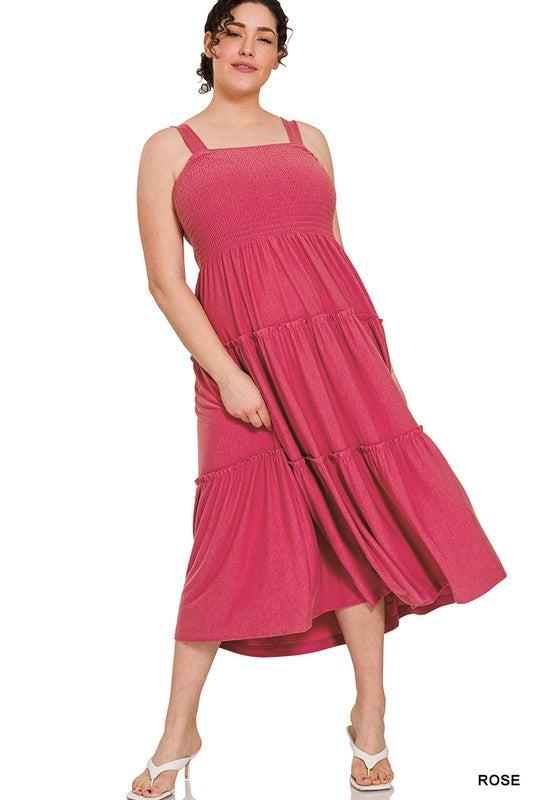 Tiered Midi Dress- Various Colors- Plus Sizes