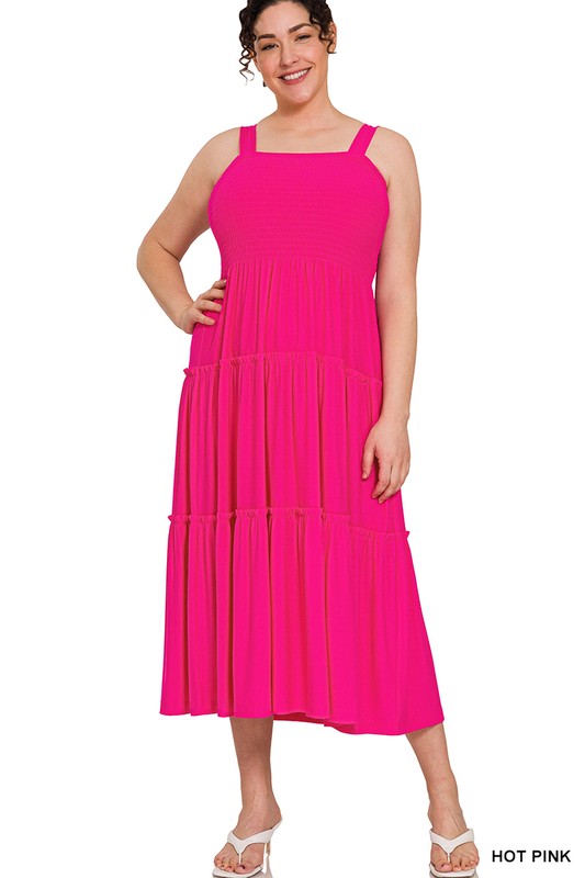 Tiered Midi Dress- Various Colors- Plus Sizes