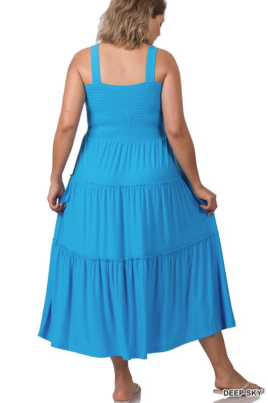 Tiered Midi Dress- Various Colors- Plus Sizes