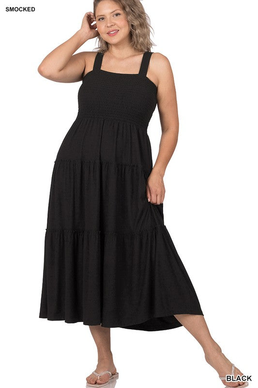 Tiered Midi Dress- Various Colors- Plus Sizes