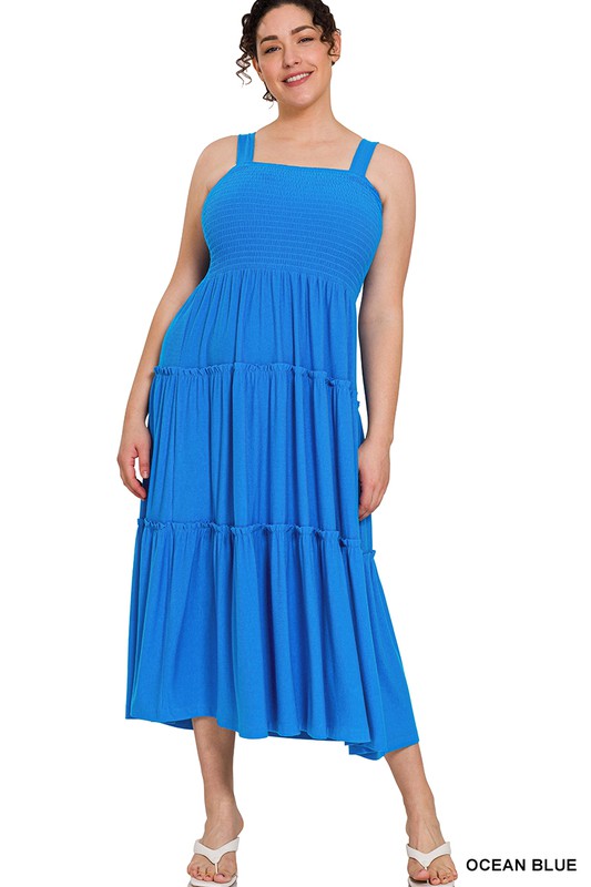 Tiered Midi Dress- Various Colors- Plus Sizes