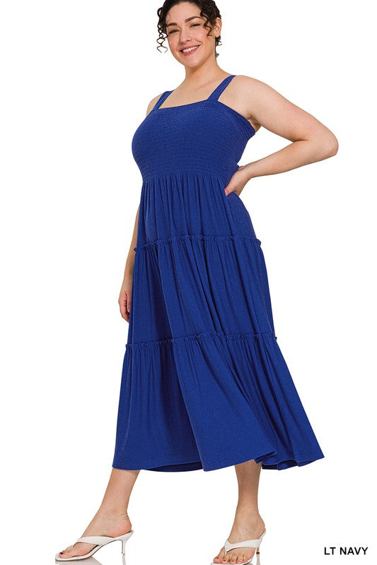 Tiered Midi Dress- Various Colors- Plus Sizes