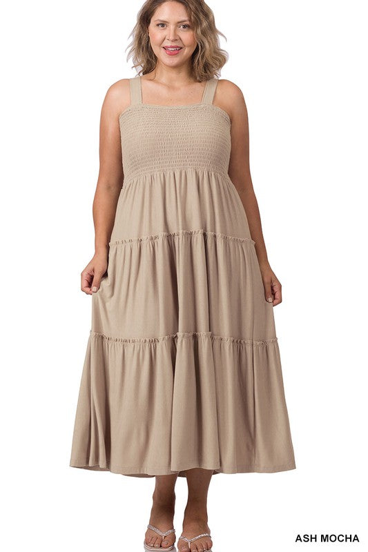 Tiered Midi Dress- Various Colors- Plus Sizes