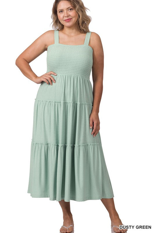 Tiered Midi Dress- Various Colors- Plus Sizes