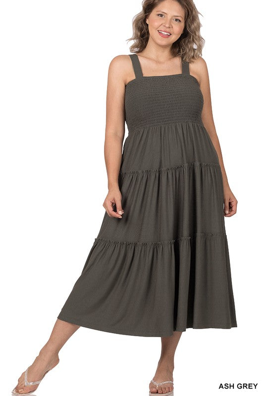 Tiered Midi Dress- Various Colors- Plus Sizes