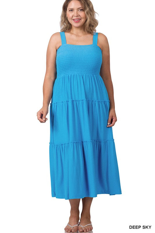 Tiered Midi Dress- Various Colors- Plus Sizes