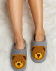 Melody Teddy Bear Print Plush Slide Slippers