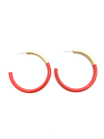 Accessory Jane - Lg Liz Hoops in Tomato Red