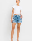 VERVET by FLYING MONKEY - HIGH RISE DOUBLE CUFF SHORTS