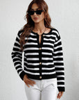 Striped Button Front Cardigan