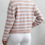 Striped Button Front Cardigan