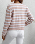 Striped Button Front Cardigan