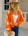 Floral Open Front Fuzzy Cardigan