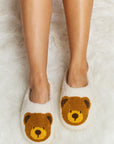 Melody Teddy Bear Print Plush Slide Slippers