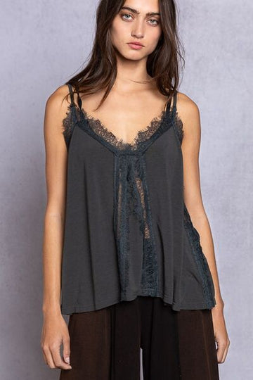 POL Lace Detail V-Neck Cami