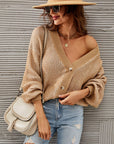 Heathered Lantern Sleeve Cardigan