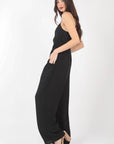 VERY J Pintuck Detail Woven Sleeveless Jumpsuit (online only)