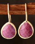 Handmade Natural Stone Teardrop Earrings