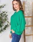 Round Neck Batwing Sleeve Blouse, Zenana