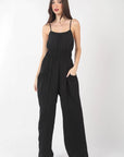 VERY J Pintuck Detail Woven Sleeveless Jumpsuit (online only)