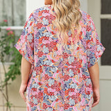Floral Half Sleeve Top, Various Colors (Plus size only)