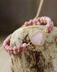 Rose Quartz Heart Beaded Bracelet