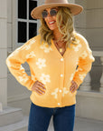 Floral Dropped Shoulder Button-Up Cardigan