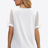 Swiss Dot Puff Sleeve V-Neck Tee (Various colors)