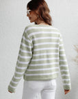 Striped Button Front Cardigan