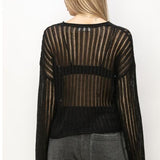 HYFVE Openwork Ribbed Long Sleeve Knit Top