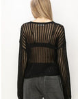 HYFVE Openwork Ribbed Long Sleeve Knit Top