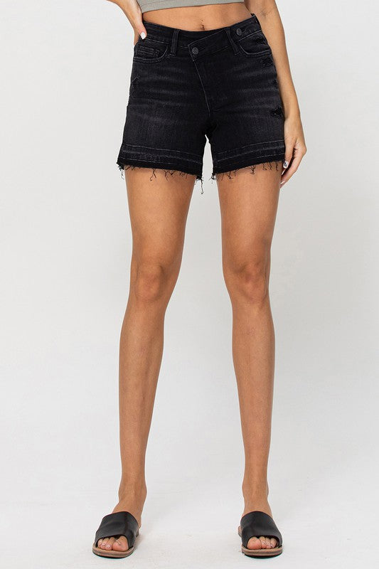 High Rise Criss Cross Stretch Shorts by Vervet