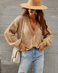 Heathered Lantern Sleeve Cardigan