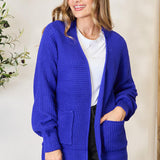Waffle-Knit Open Front Cardigan, Zenana