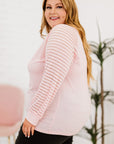 Sheer Striped Sleeve V-Neck (Plus size only)